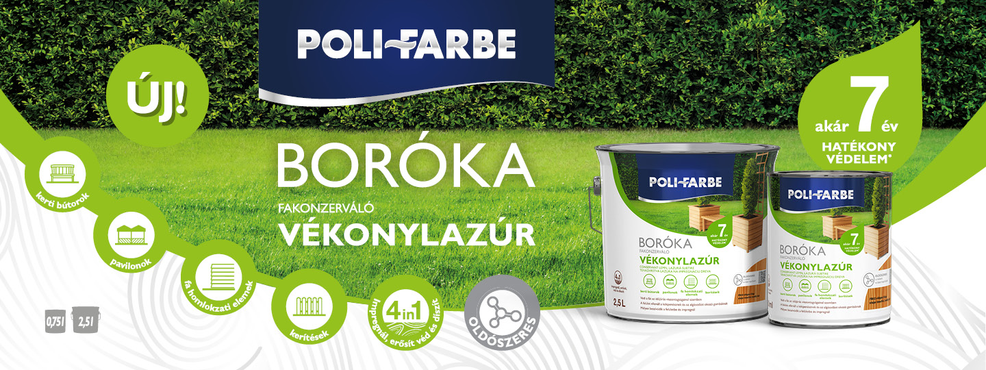 Poli-Farbe Boróka fakonzerváló vékonylazúr banner